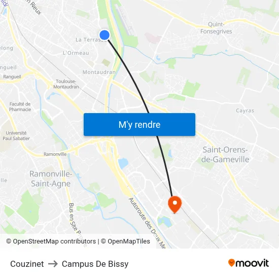 Couzinet to Campus De Bissy map