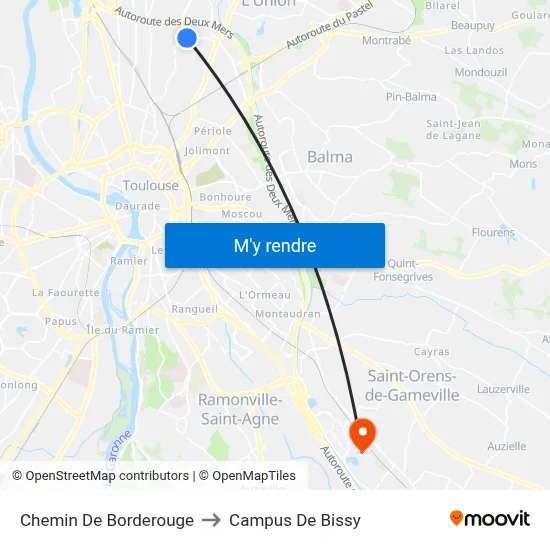 Chemin De Borderouge to Campus De Bissy map