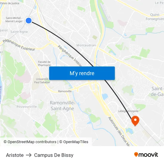 Aristote to Campus De Bissy map