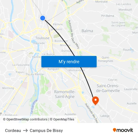 Cordeau to Campus De Bissy map