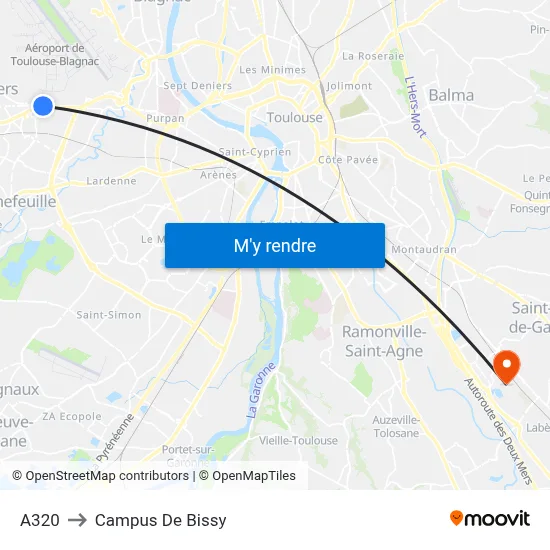 A320 to Campus De Bissy map