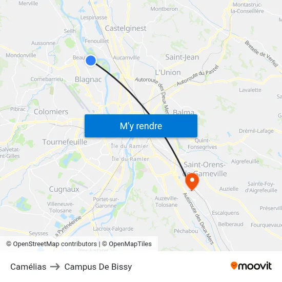 Camélias to Campus De Bissy map