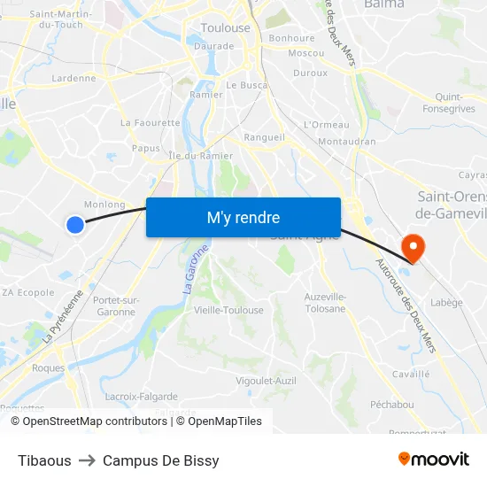 Tibaous to Campus De Bissy map