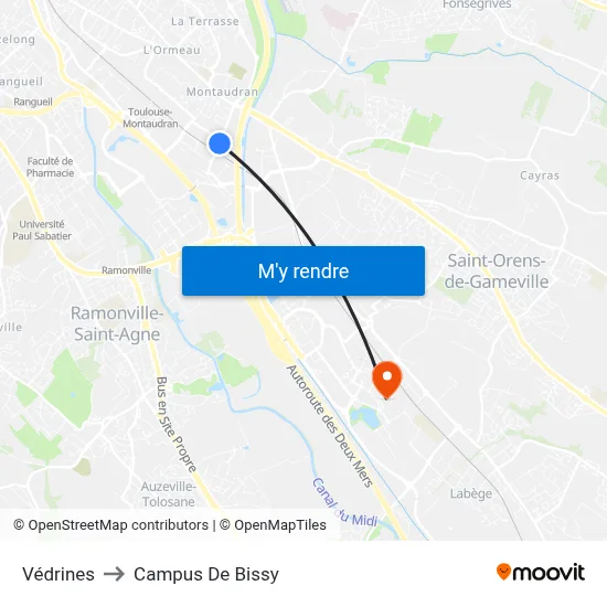 Védrines to Campus De Bissy map