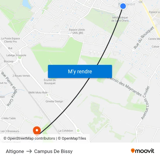 Altigone to Campus De Bissy map
