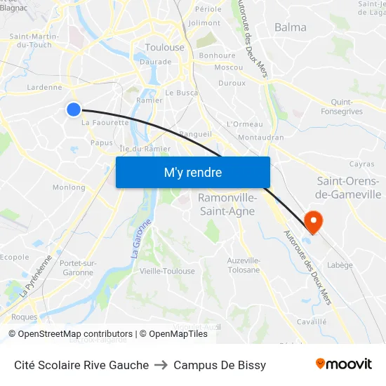 Cité Scolaire Rive Gauche to Campus De Bissy map