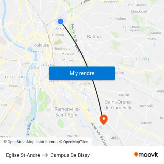 Eglise St-André to Campus De Bissy map