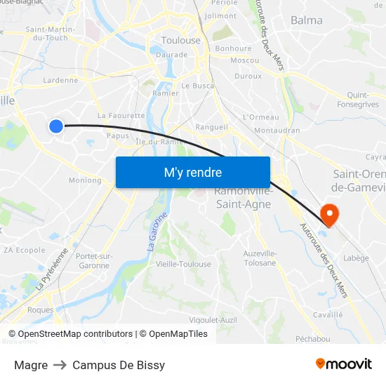 Magre to Campus De Bissy map