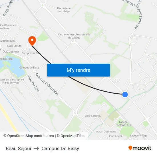 Beau Séjour to Campus De Bissy map
