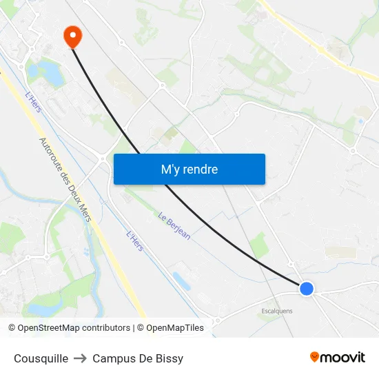 Cousquille to Campus De Bissy map