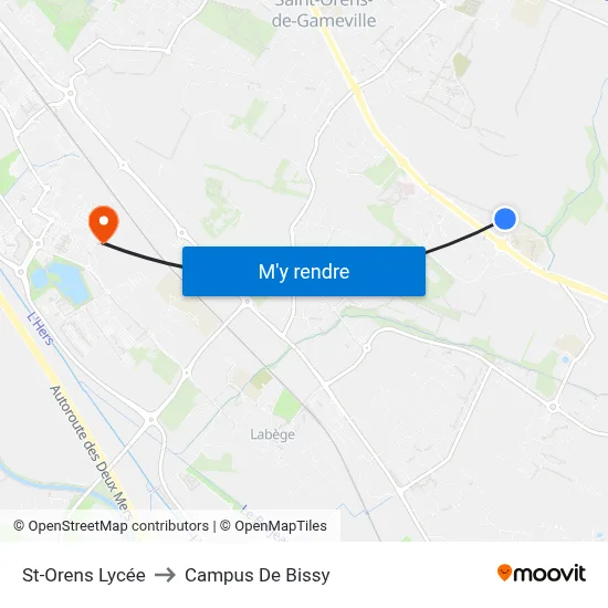 St-Orens Lycée to Campus De Bissy map