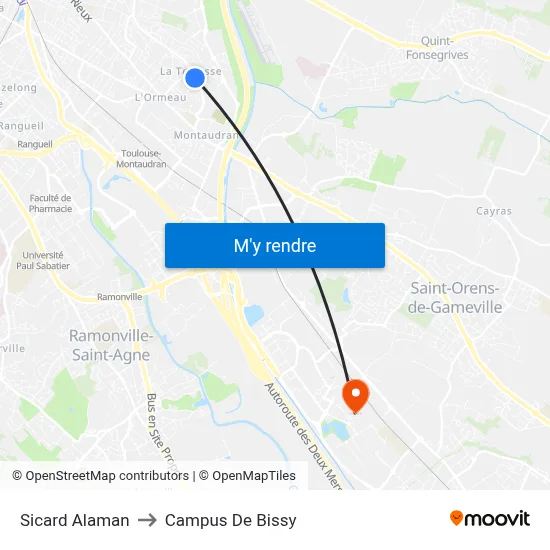 Sicard Alaman to Campus De Bissy map