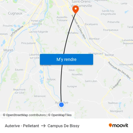 Auterive - Pelletant to Campus De Bissy map