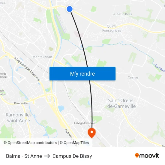 Balma - St Anne to Campus De Bissy map