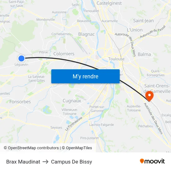 Brax Maudinat to Campus De Bissy map