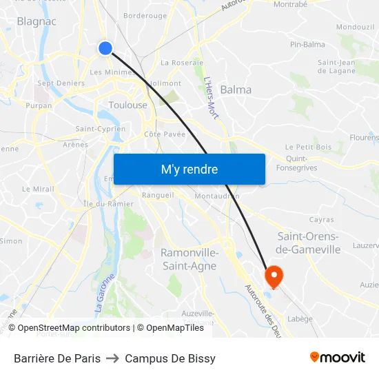 Barrière De Paris to Campus De Bissy map