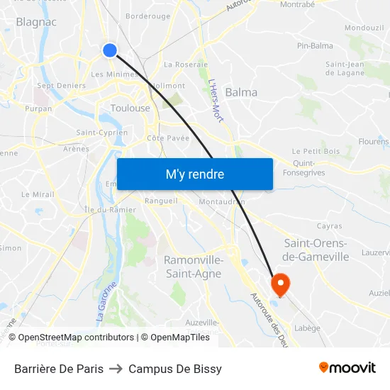 Barrière De Paris to Campus De Bissy map