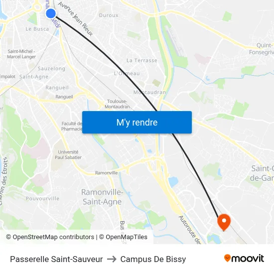 Passerelle Saint-Sauveur to Campus De Bissy map