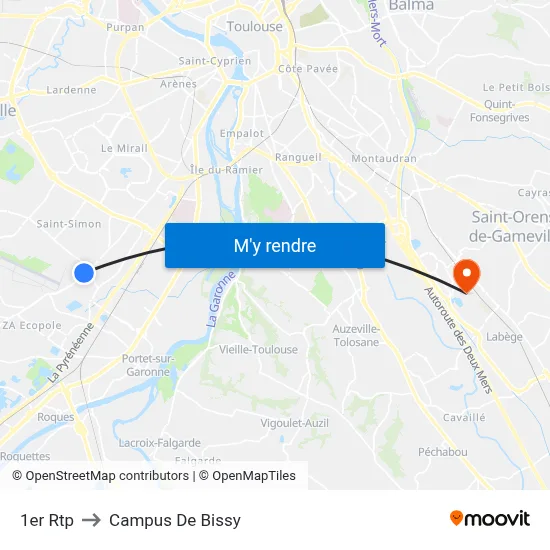 1er Rtp to Campus De Bissy map