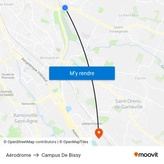 Aérodrome to Campus De Bissy map