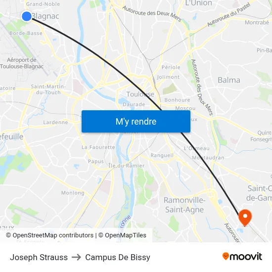Joseph Strauss to Campus De Bissy map