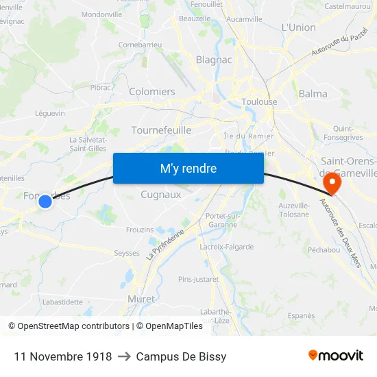11 Novembre 1918 to Campus De Bissy map