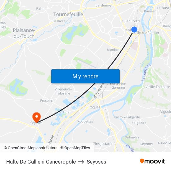 Halte De Gallieni-Cancéropôle to Seysses map