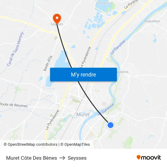 Muret Côte Des Bènes to Seysses map