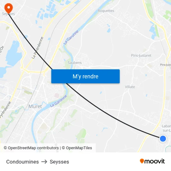 Condoumines to Seysses map