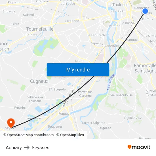 Achiary to Seysses map