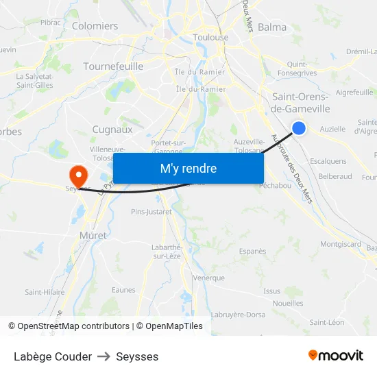 Labège Couder to Seysses map