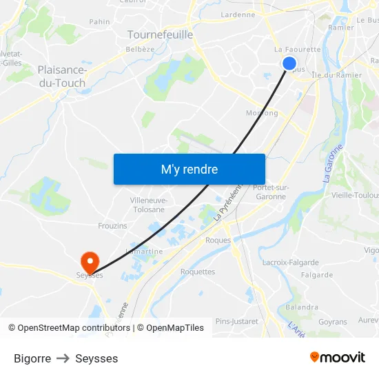 Bigorre to Seysses map