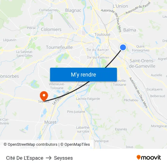 Cité De L'Espace to Seysses map