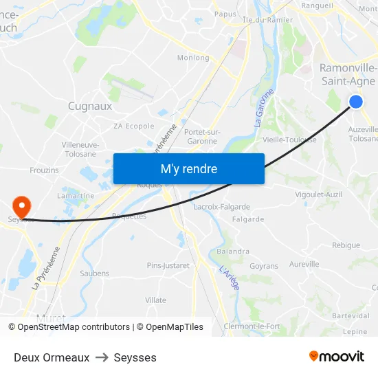 Deux Ormeaux to Seysses map