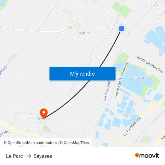 Le Parc to Seysses map