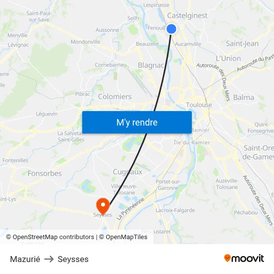 Mazurié to Seysses map