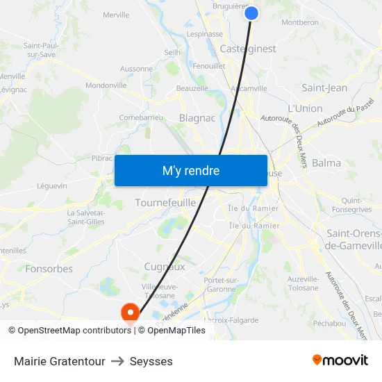 Mairie Gratentour to Seysses map