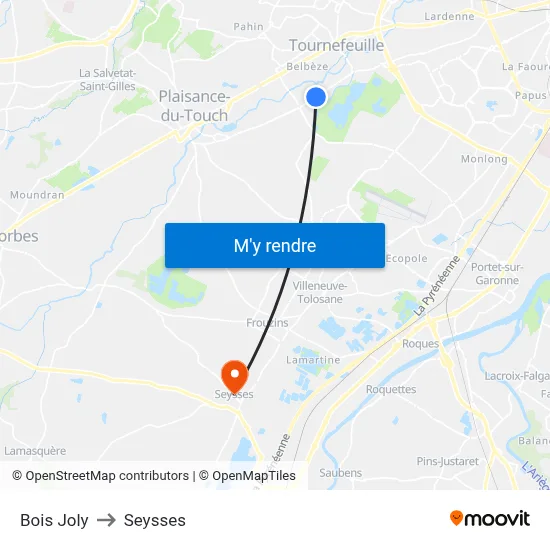 Bois Joly to Seysses map