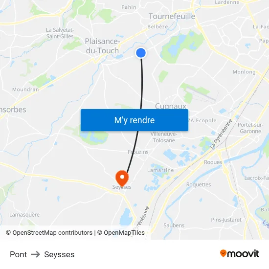 Pont to Seysses map