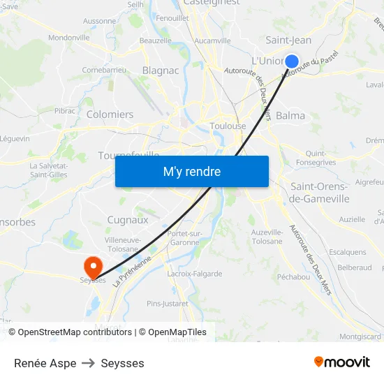Renée Aspe to Seysses map