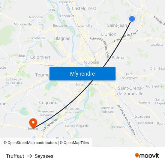 Truffaut to Seysses map