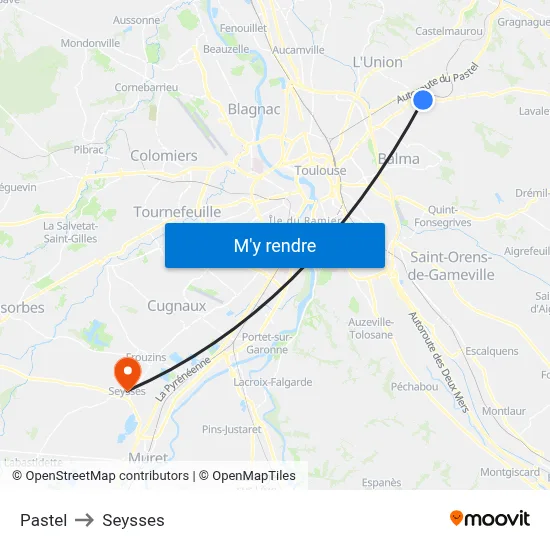 Pastel to Seysses map
