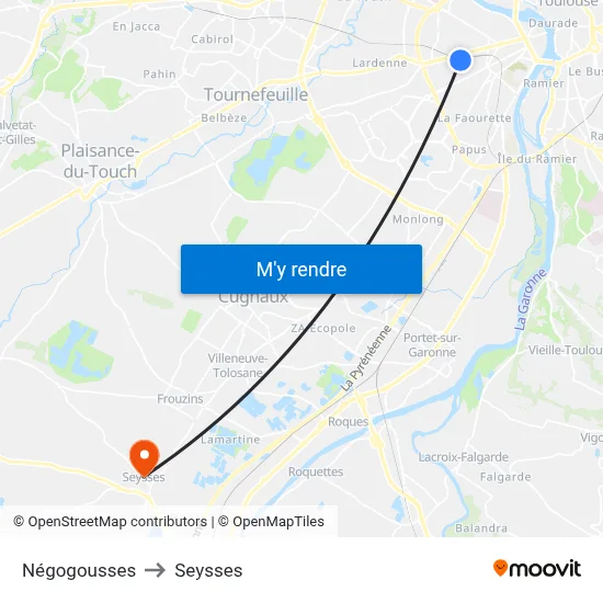 Négogousses to Seysses map