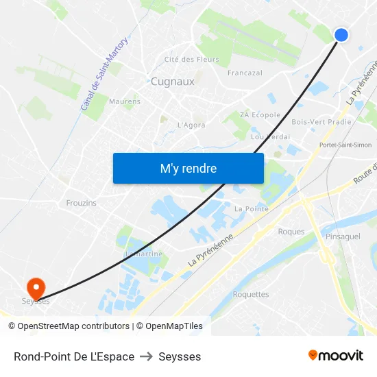 Rond-Point De L'Espace to Seysses map