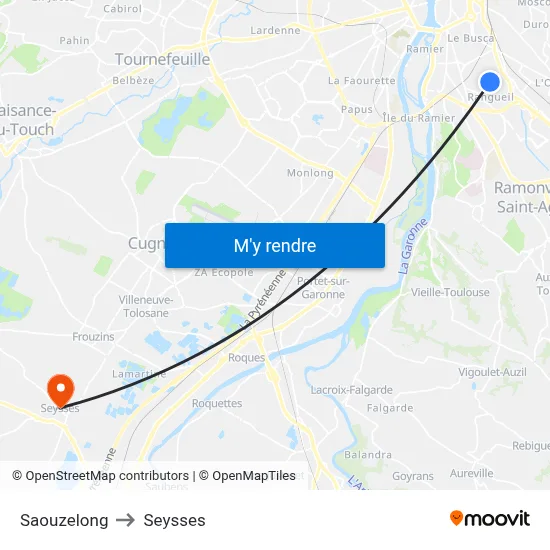 Saouzelong to Seysses map