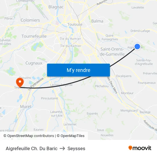Aigrefeuille Ch. Du Baric to Seysses map