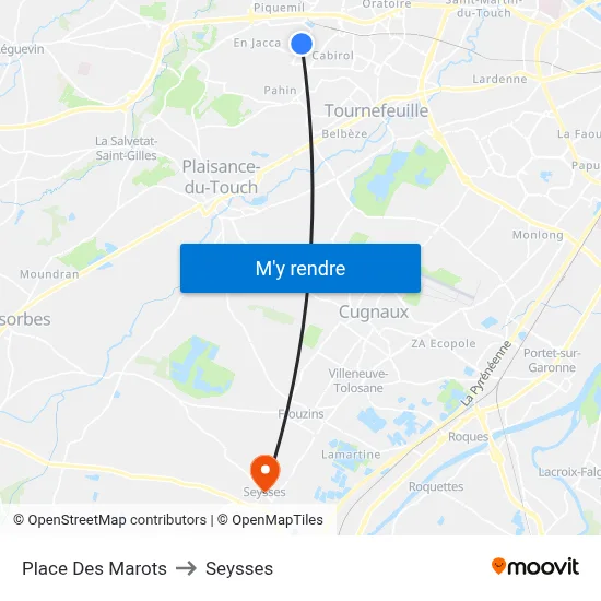 Place Des Marots to Seysses map