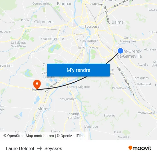 Laure Delerot to Seysses map