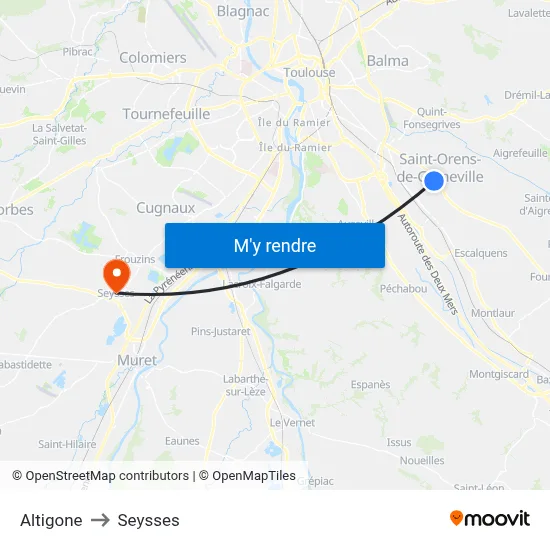 Altigone to Seysses map