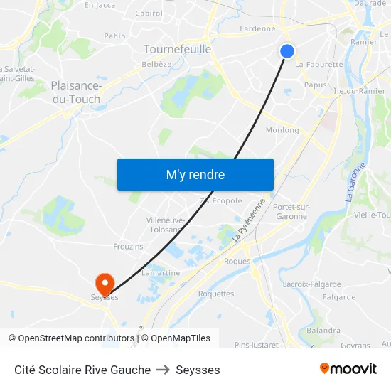 Cité Scolaire Rive Gauche to Seysses map